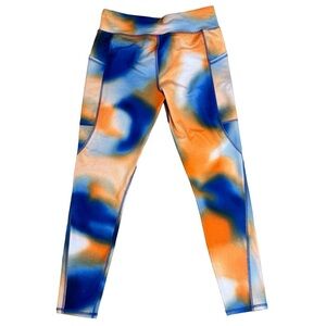 Athletic Works Orange/Blue Athletic Leggings NWOT